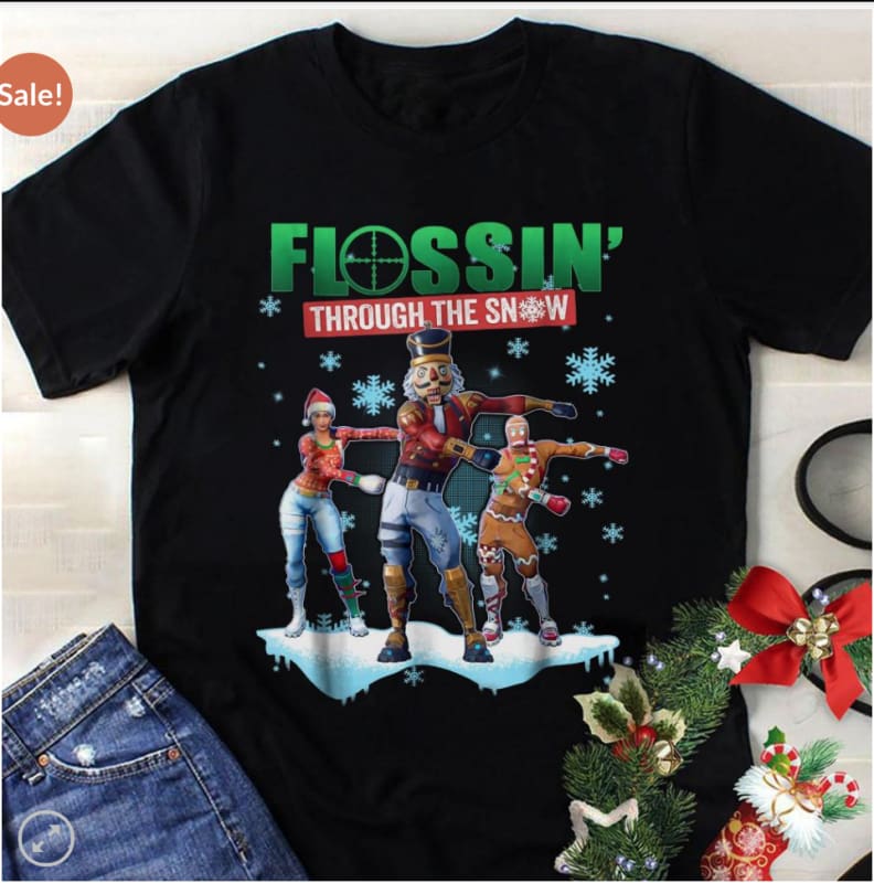 fortnite flossin through the snow shirt gearkinda free shipping - fortnite t shirt free shipping