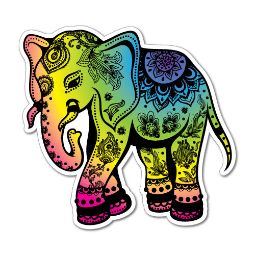 Flowery Rainbow Elephant Sticker