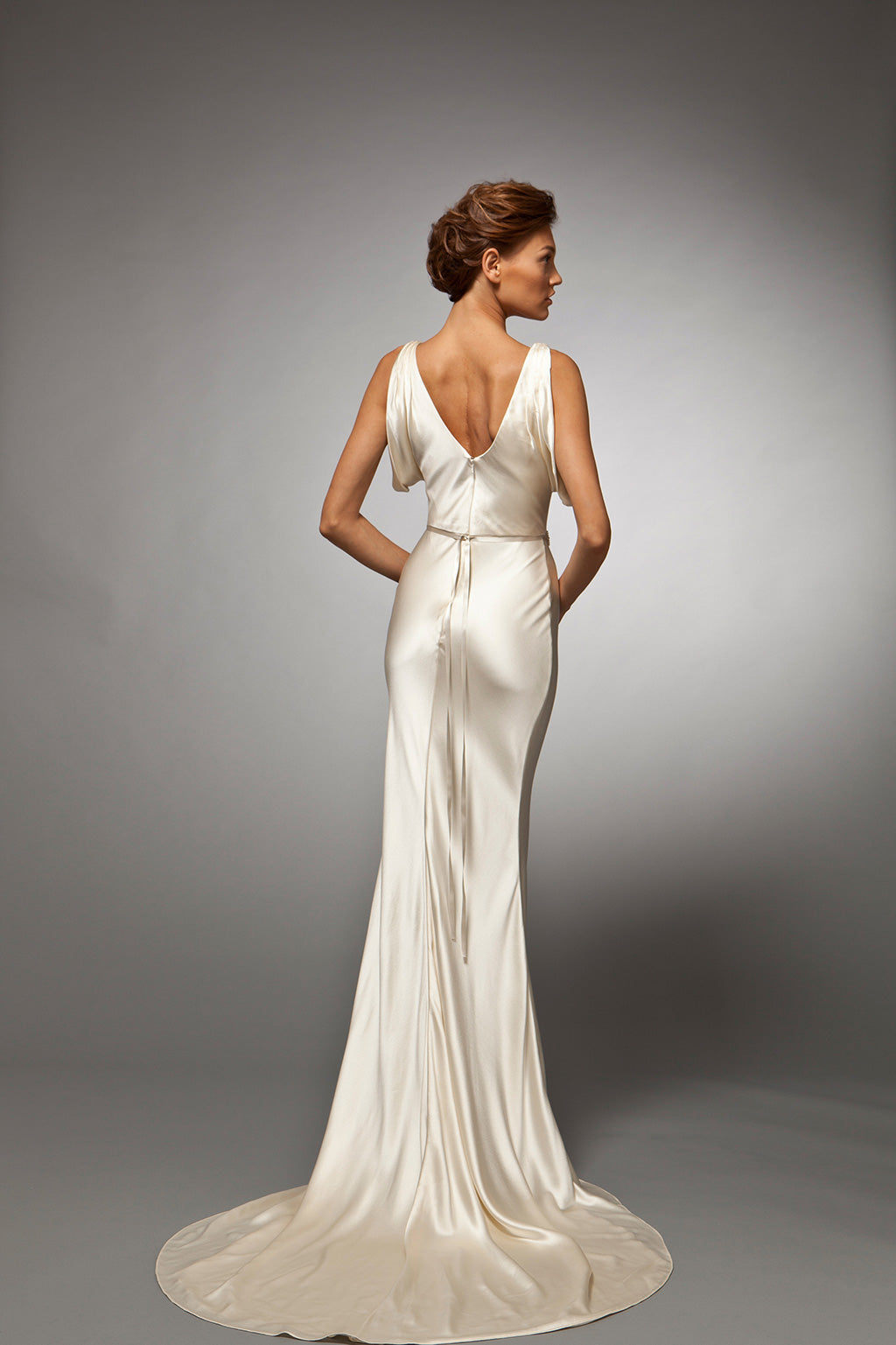 bias cut satin wedding dress