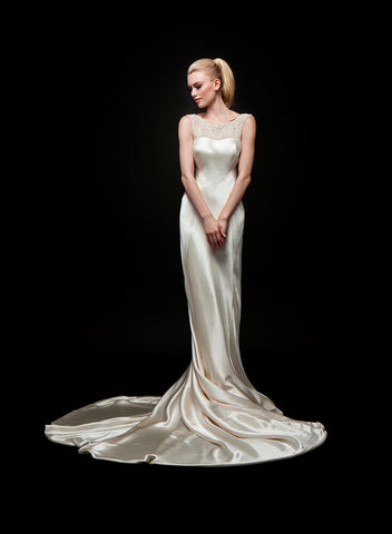 Crepe Back Satin Bridal Gown- custom wedding near me