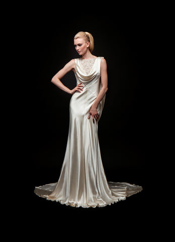 Thea - Stylish 1930s vintage bridal wedding gown dress