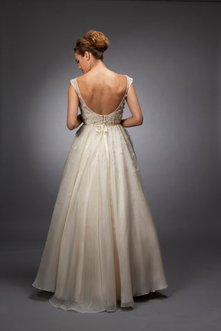 back view Crystal Embroidered Organza Bridal custom Gown near me