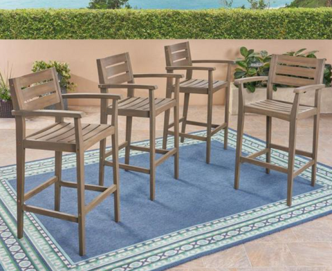 Stamford Wood Outdoor Bar Stool (4-Pack)