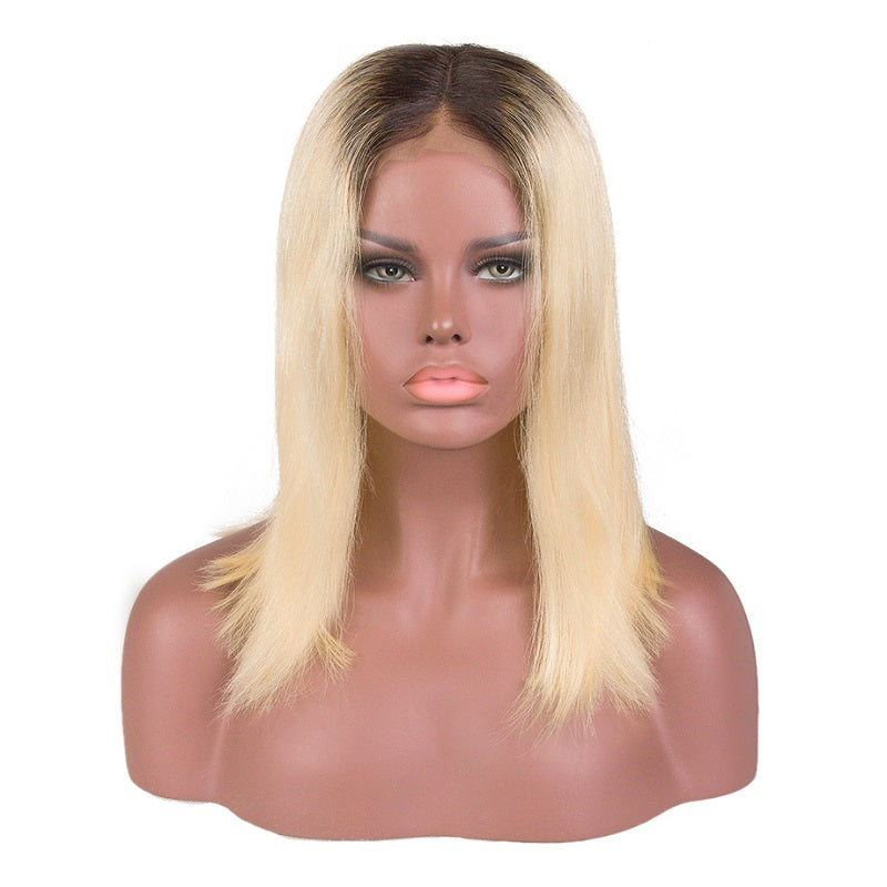 1b 613 Bob Wig Short Straight Ombre Human Hair Lace Front Wigs