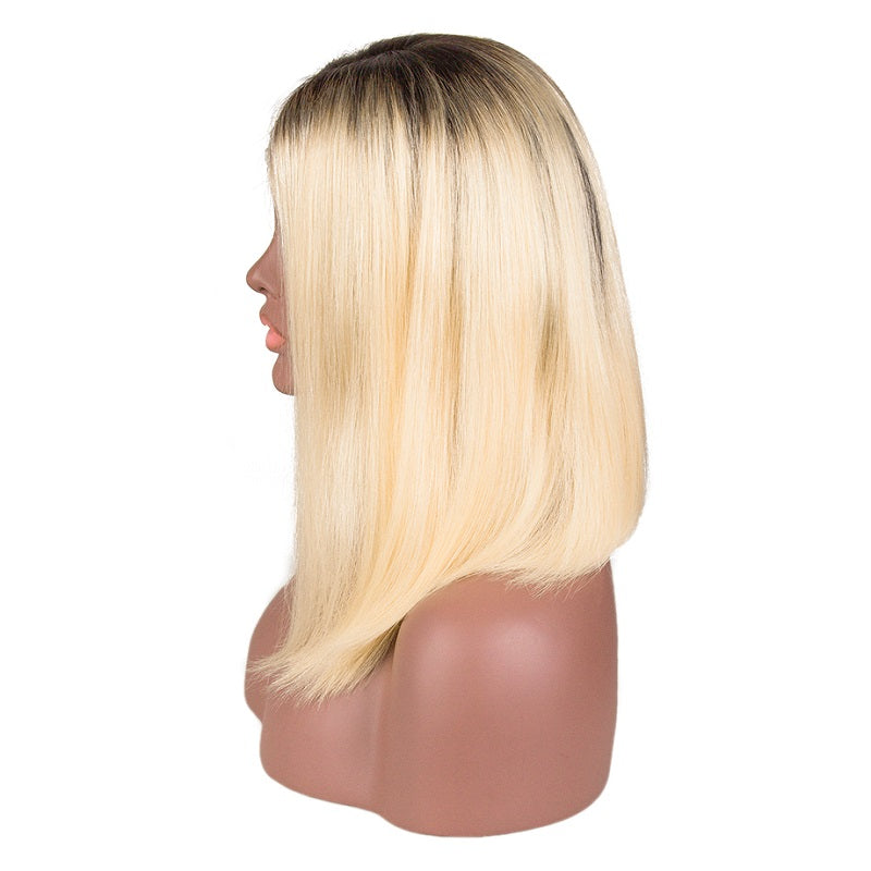 1b 613 Bob Wig Short Straight Ombre Human Hair Lace Front Wigs