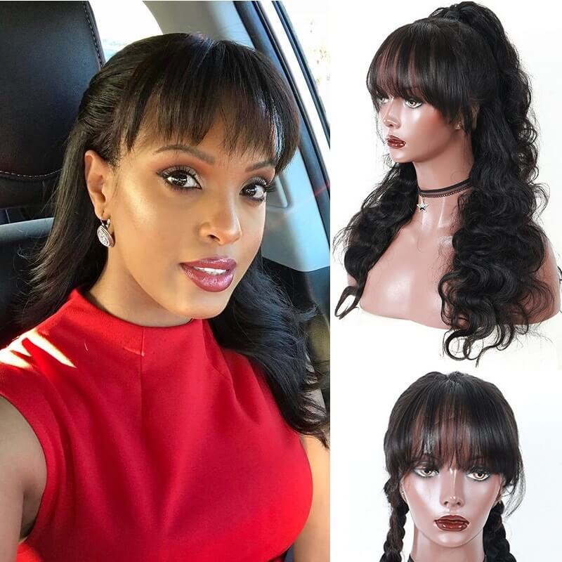 human hair wigs with bangs cheap