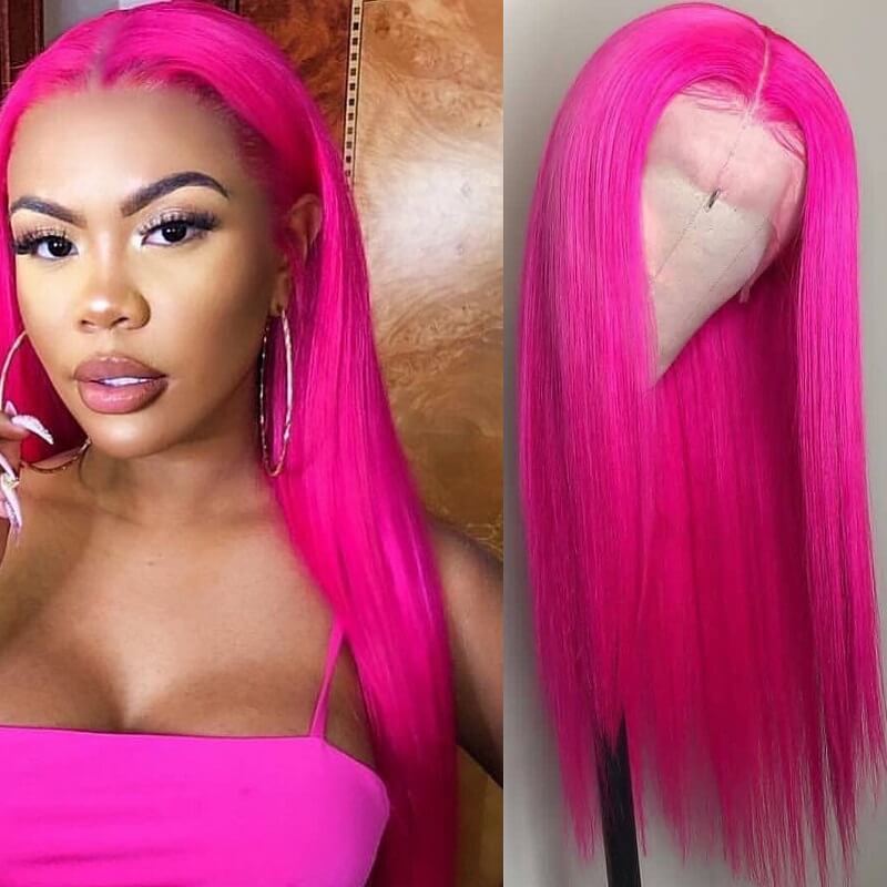 hot pink wig lace front