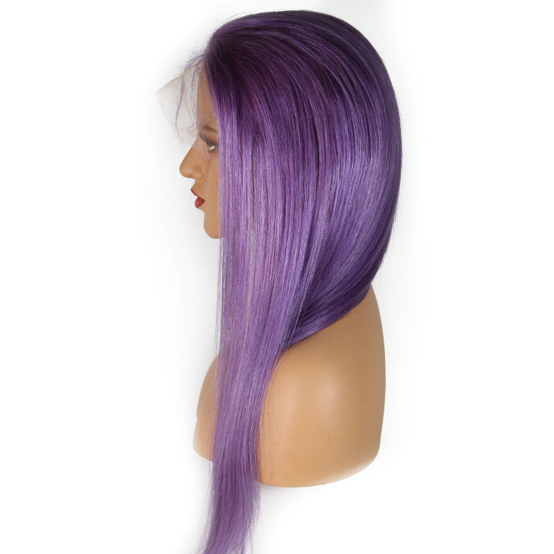 Custom Light Purple Straight Human Hair Full Lace Wigs ...