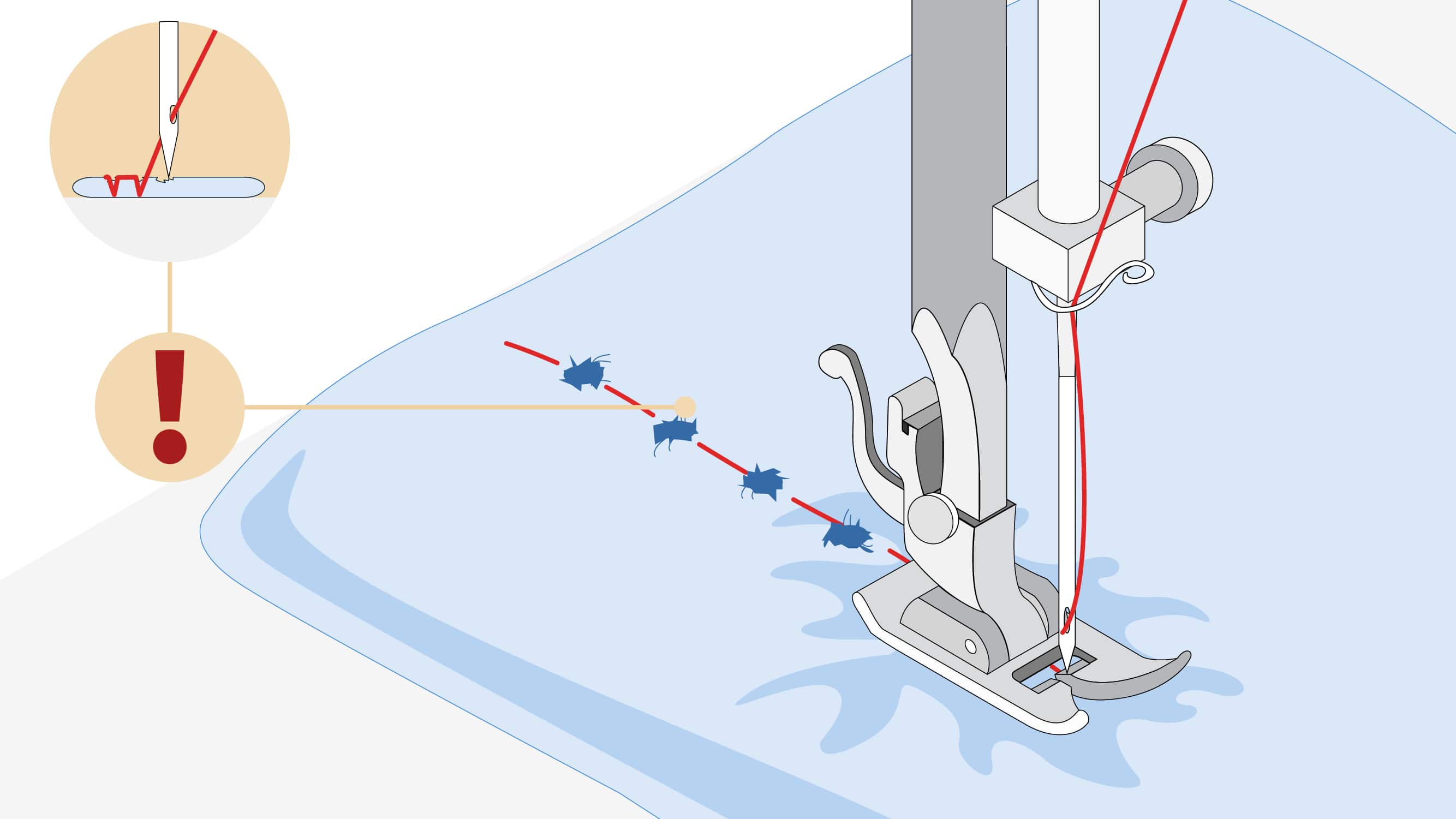 Thick needles may make weave threads of densely woven fabric burst more easily | Sewing tutorial © Singer® Hong Kong