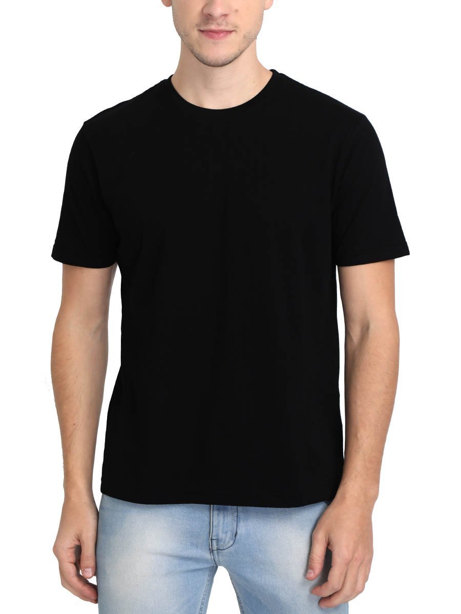 Plain Men's Black Half Sleeve Round Neck T-Shirt – Crazy Punch