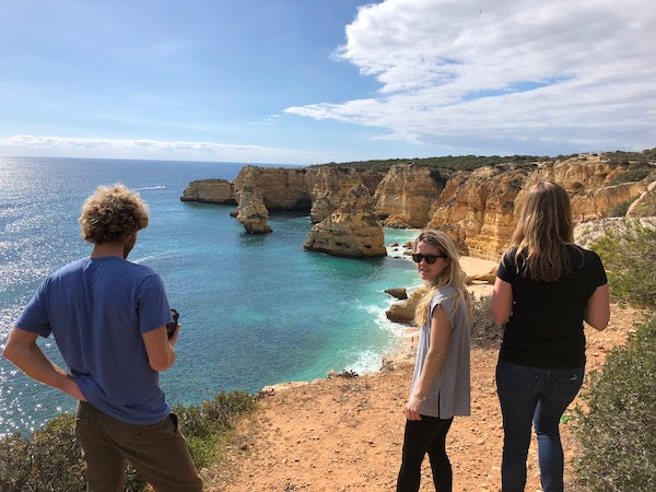 The crew checking out shoot locations on the first day