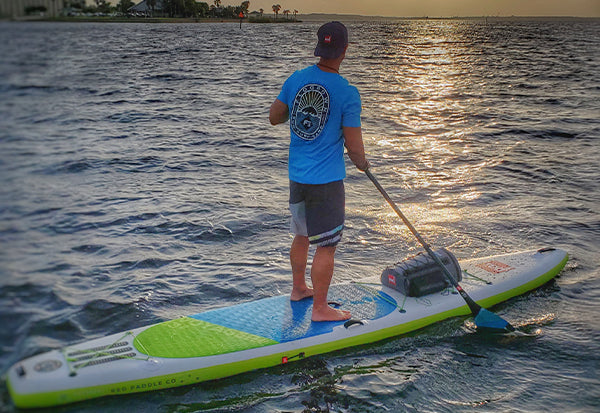 Tenacious Tom paddling into the sunset 