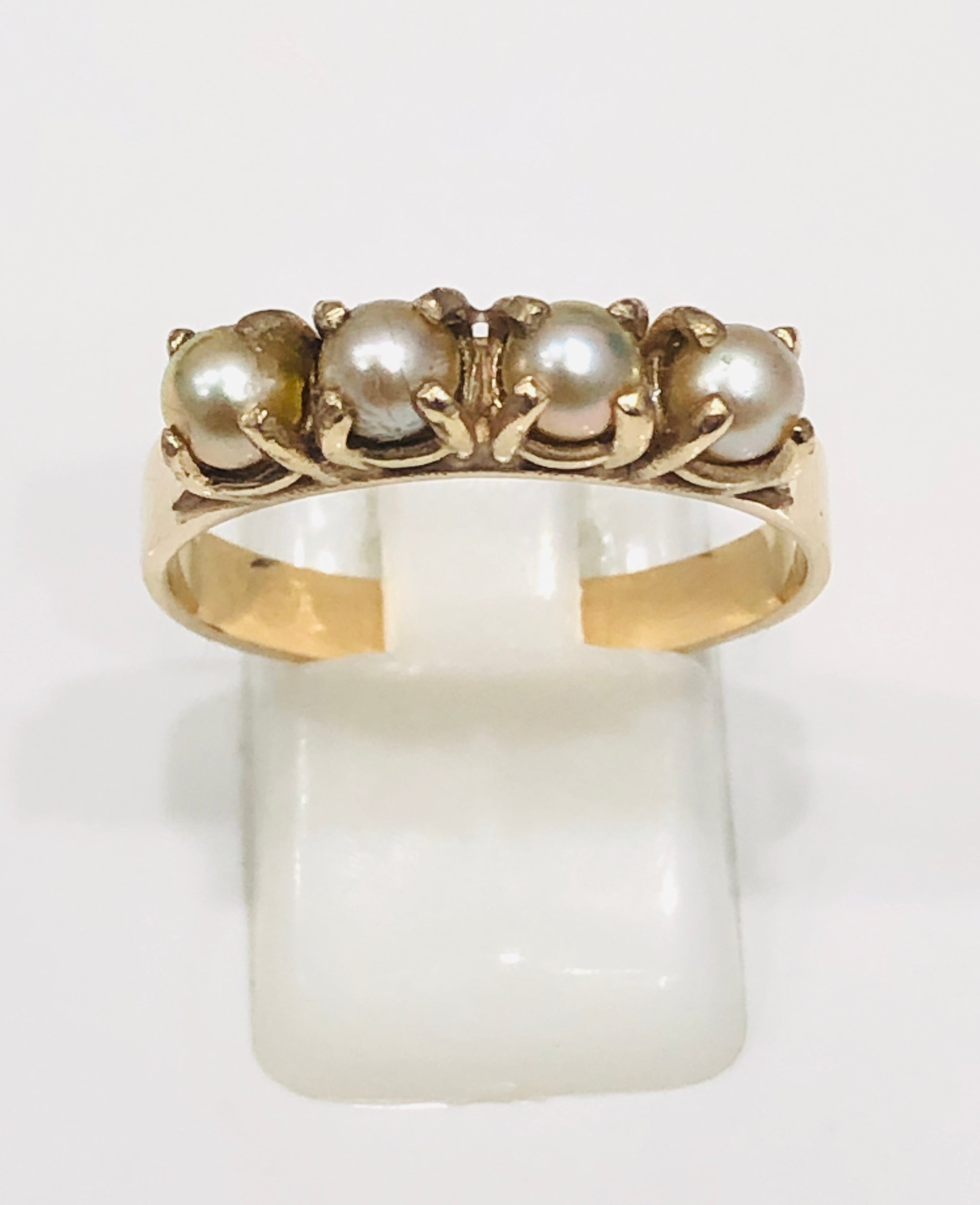 9ct Yellow Gold with 4x Yellow PEPE Pearl Ring 02 – Stonex Jewellers