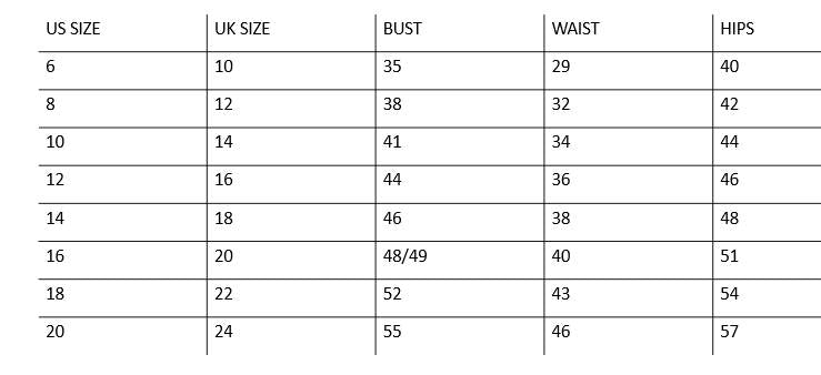 Bibire Size Chart | Bibirẹ̀