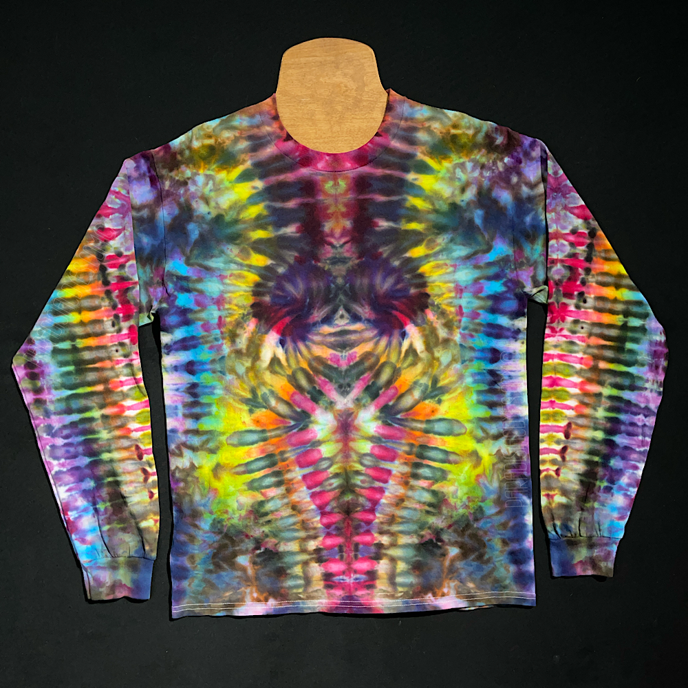 Abstract Neon Rainbow Long Sleeve Tie Dye Shirt - Paradisiac