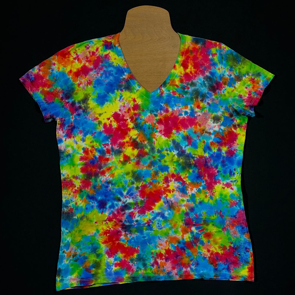 Women's Tie Dye Ice Dye Scrunch V-neck (size XXL 18) - Color You Groovy Tie  Dye