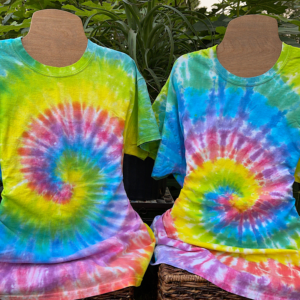 Black Rainbow Spiral Tie Dye Unisex T-Shirts, Voltlin