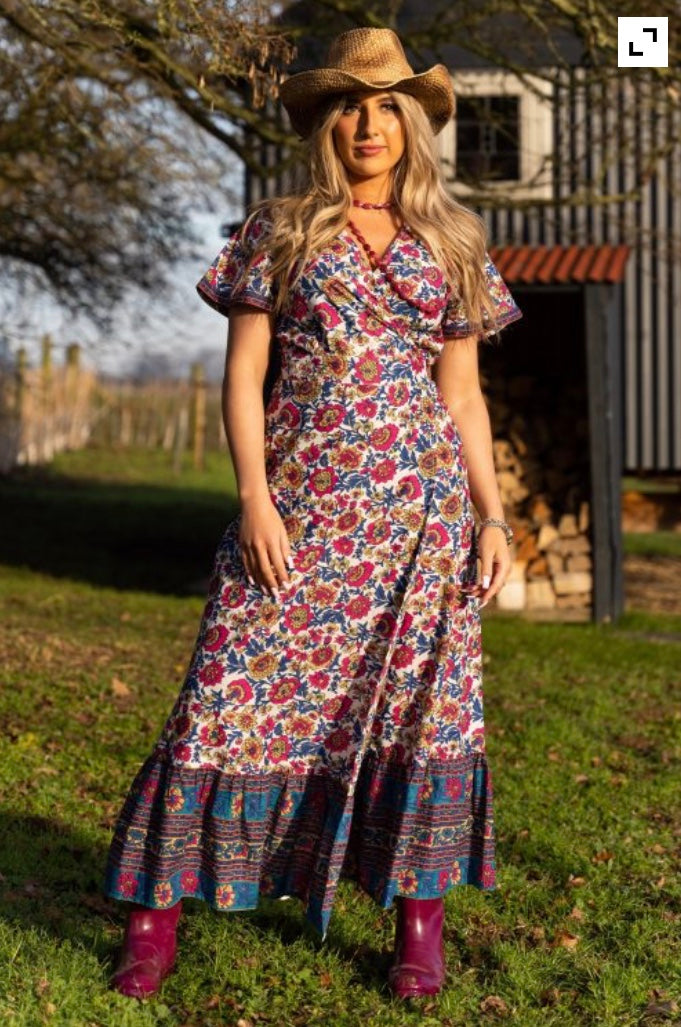  (Copy) DIXIE WRAP DRESS WHITE FLORAL*