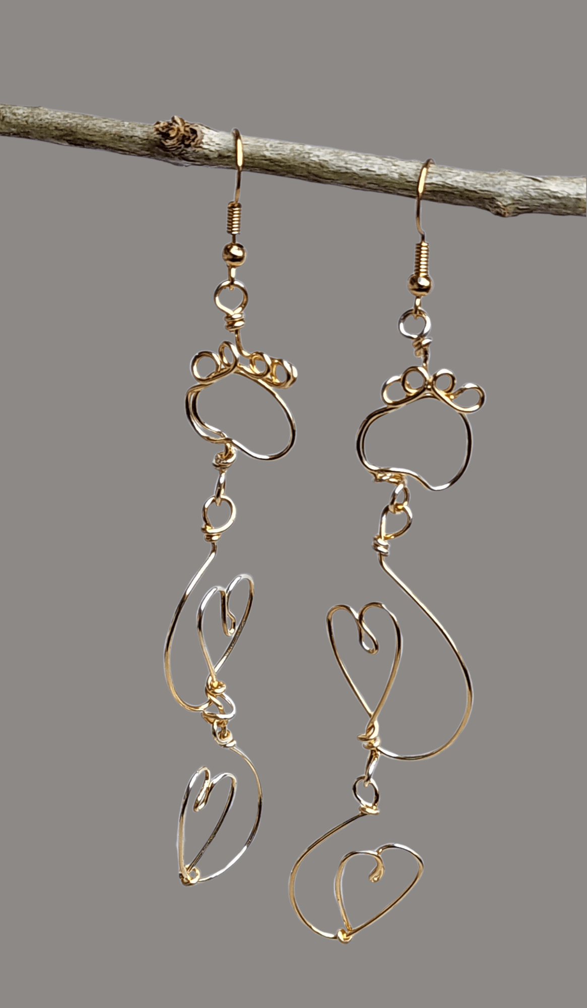 Gold-paw print earrings