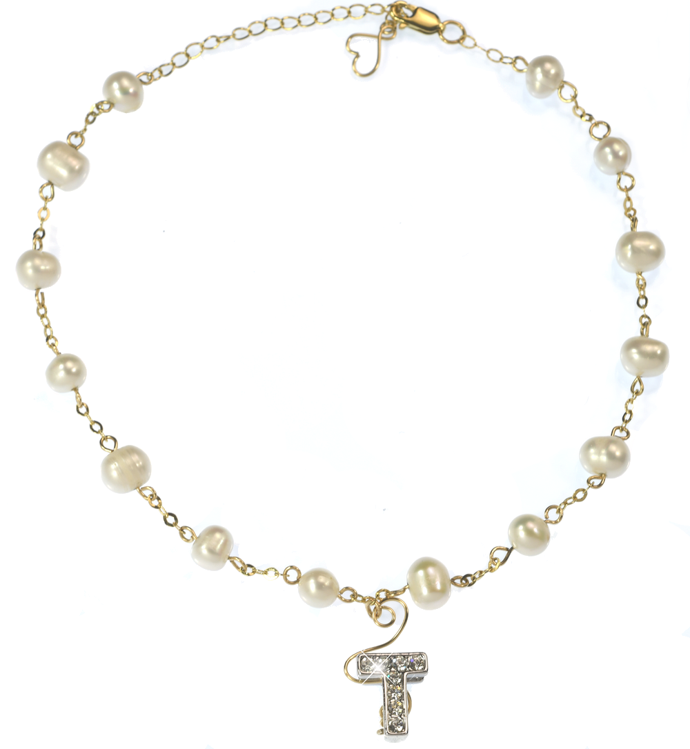 Real Pet pearl Necklace with initials