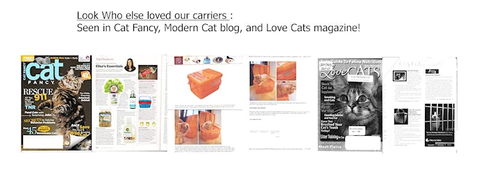 Cat carrier in pet magazine