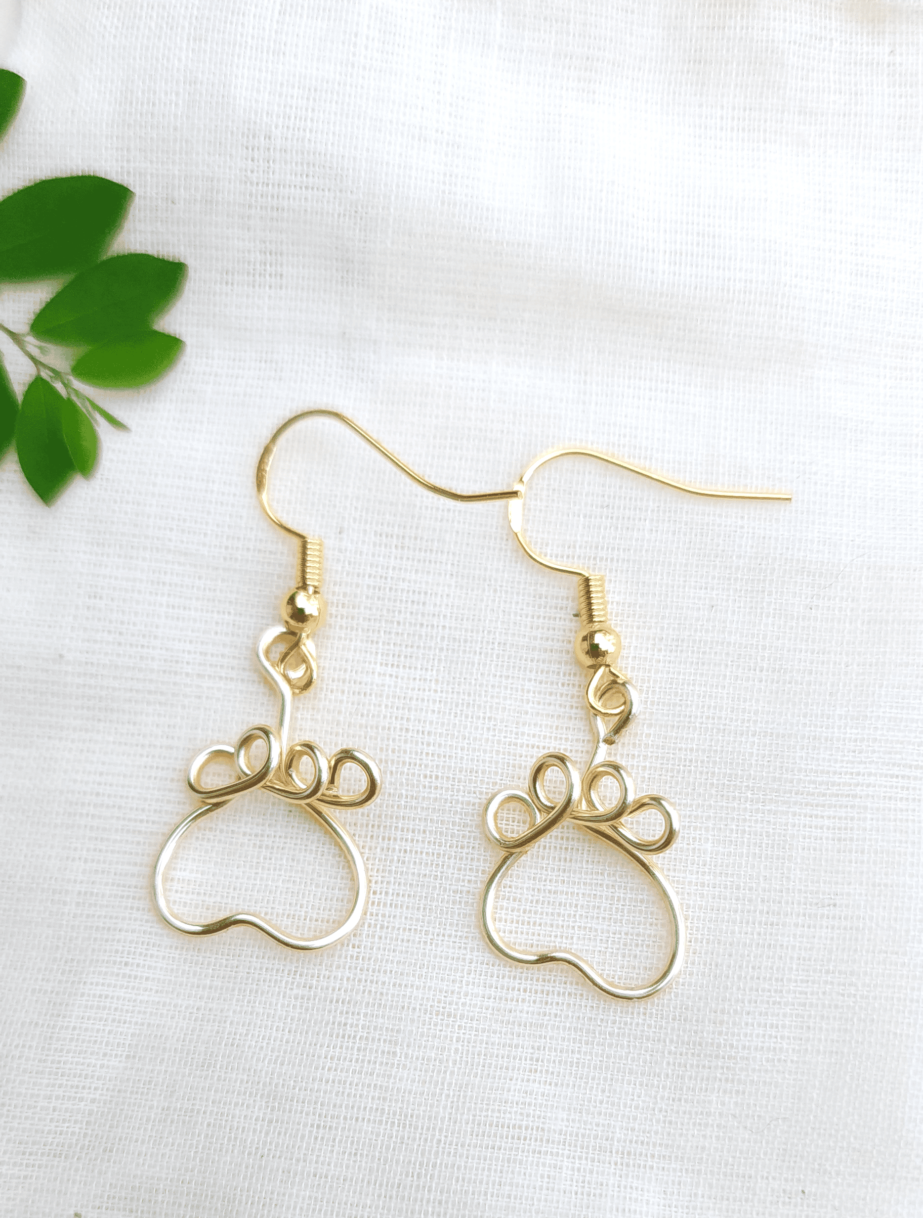 Gold Paw Print Earrings For Women