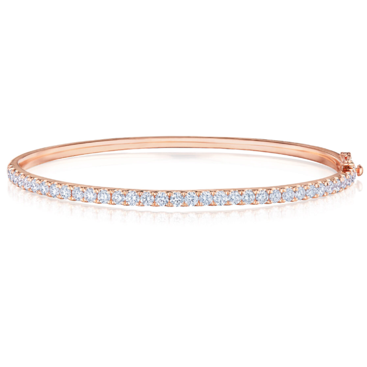 Return to Tiffany Narrow Cuff Bracelet in 18K Rose Gold with Diamonds, Medium