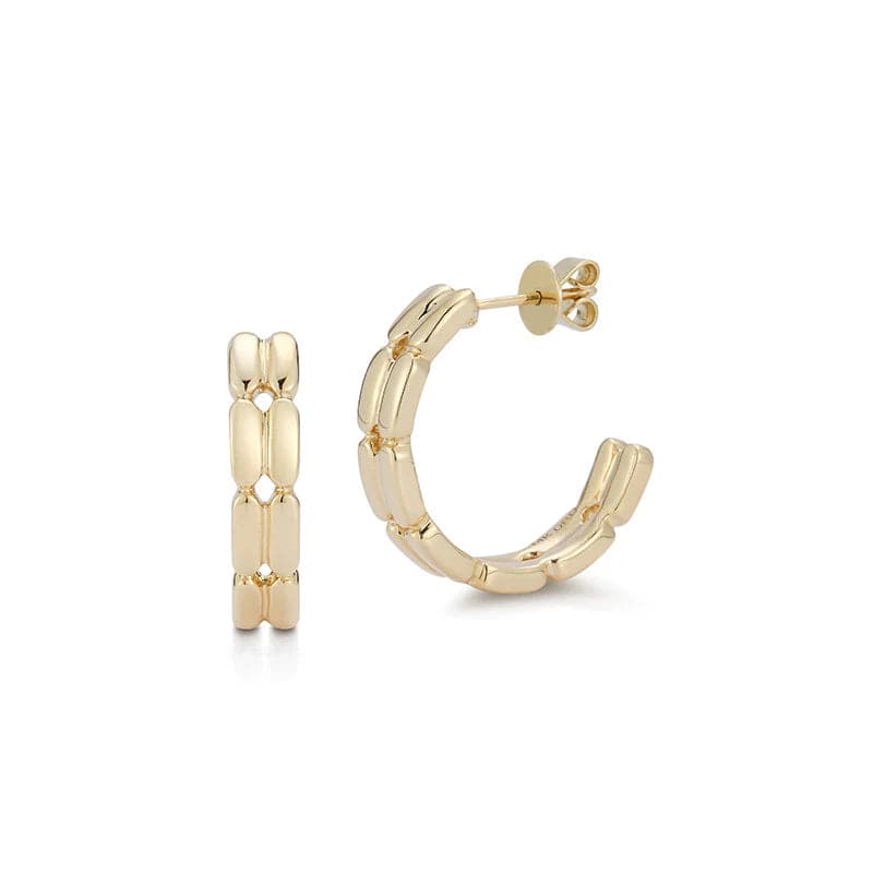 Goals Textured Hoop Earrings in Gold, Hoops + Huggies