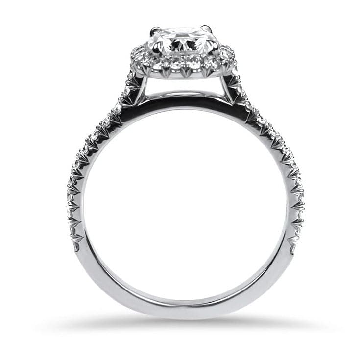 cushion cut halo engagement rings side view