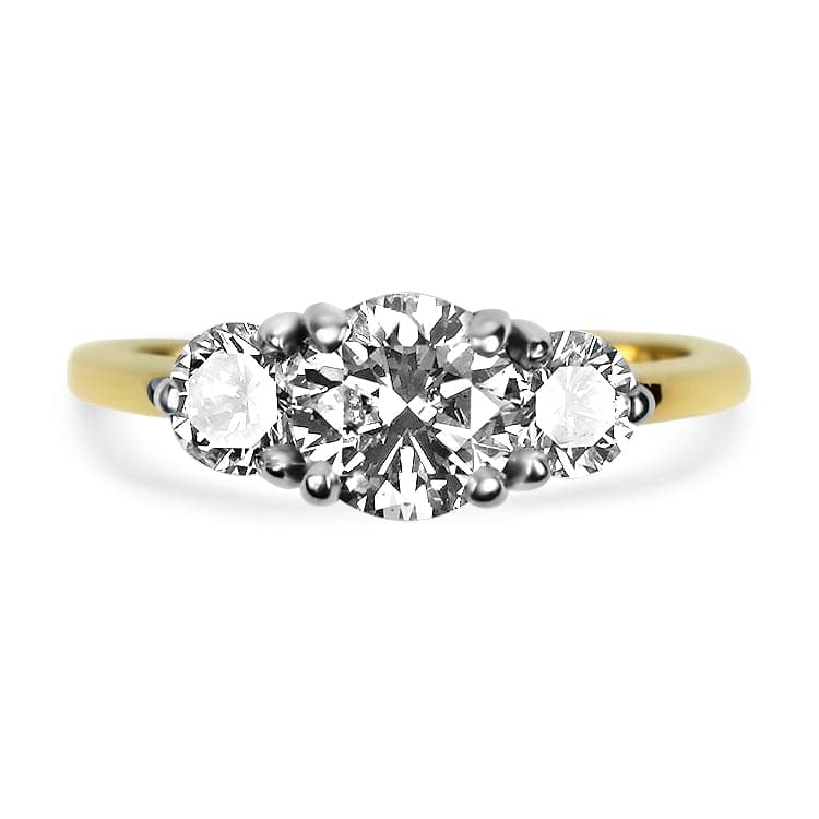 Three Stone Diamond Ring in 14Kt Yellow Gold