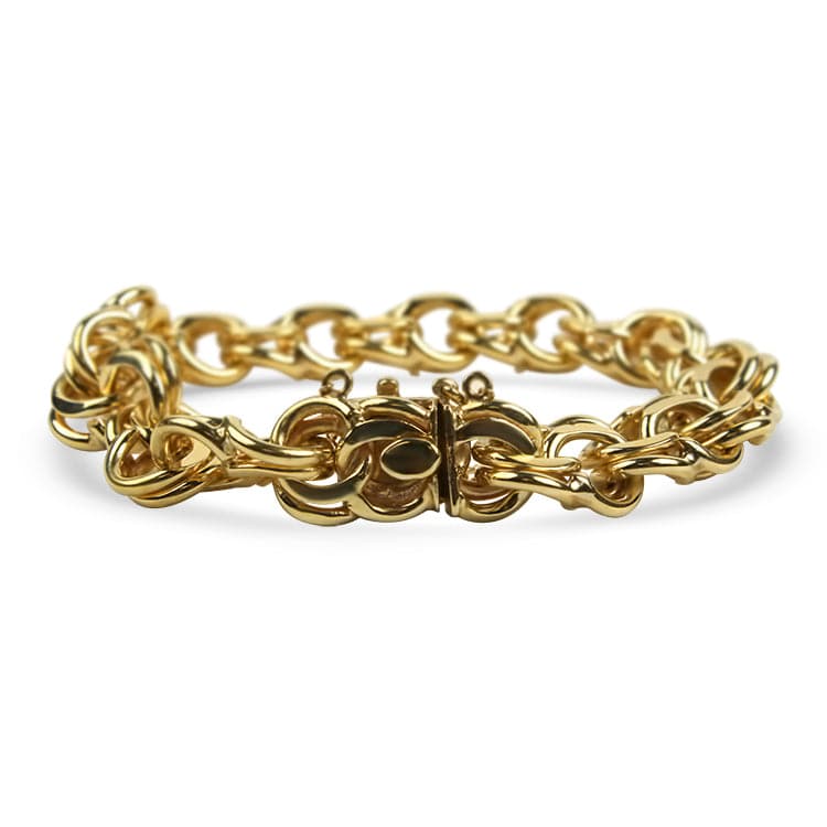 Estate 14K Yellow Gold Double Link Charm Bracelet