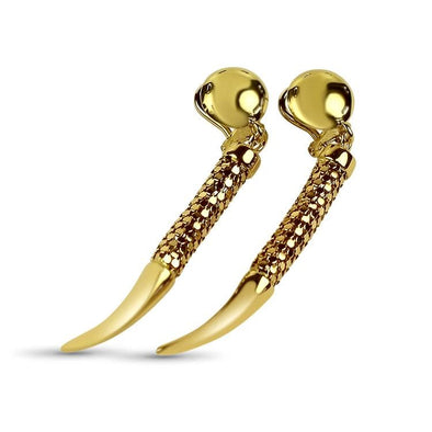 Estate 18K Yellow Gold Woven Dangle Snake Earrings