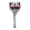PAGE Estate Ring Art Deco 18K White Gold Diamond and Ruby Ring 7.25