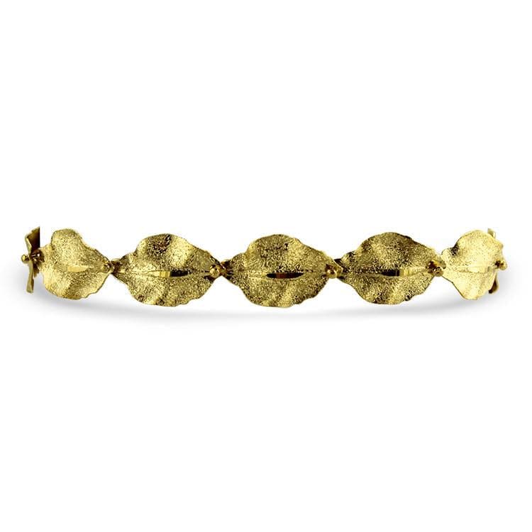 Chased Leaf Link Bracelet