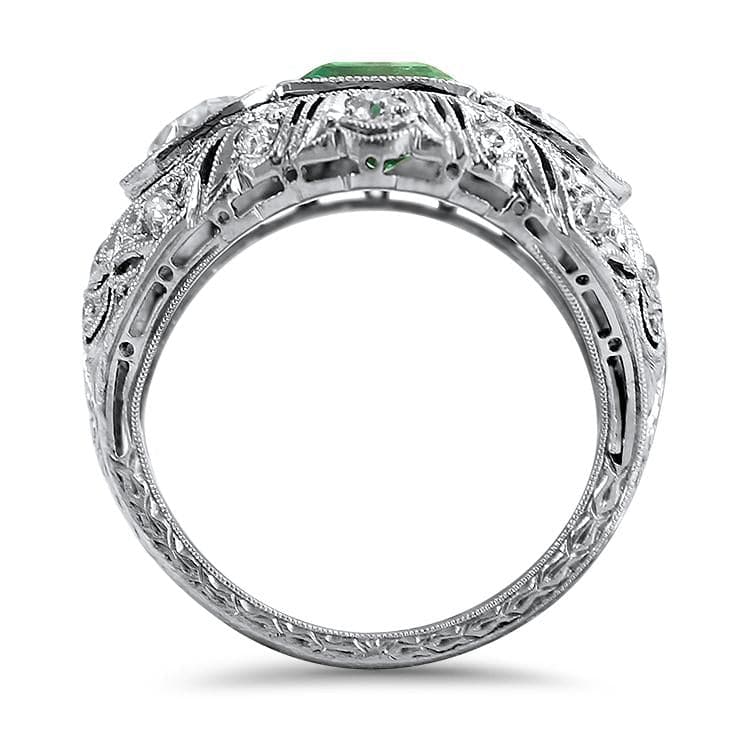 Edwardian Emerald & Diamond Filigree Ring