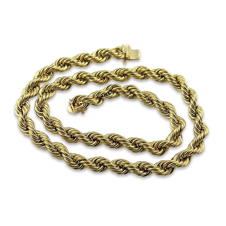 10k yellow gold 6mm wide 24 inch diamond cut rope chain