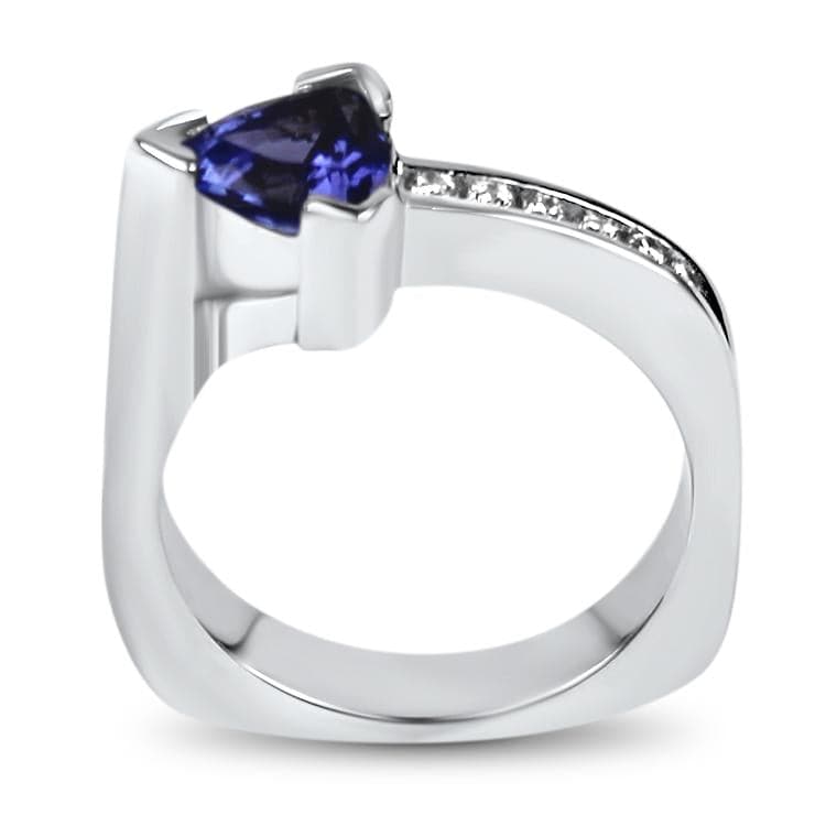 Tanzanite Trillion & Diamond Ring