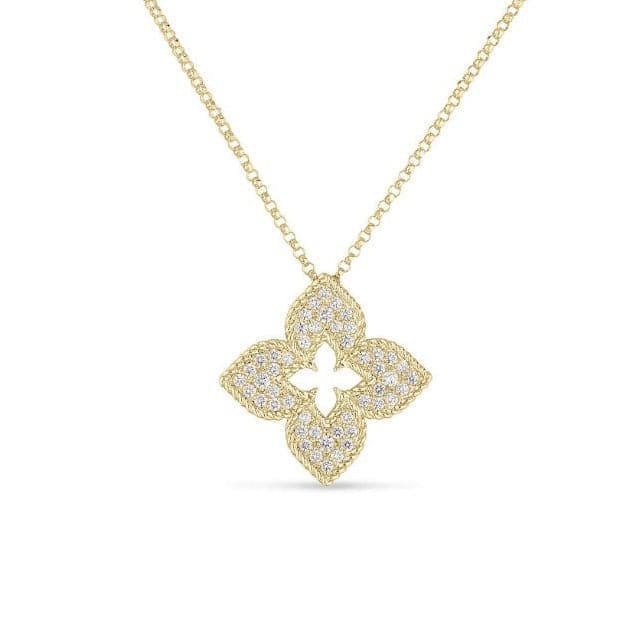 Roberto Coin 18kt Yellow Gold Princess Flower Diamond Necklace