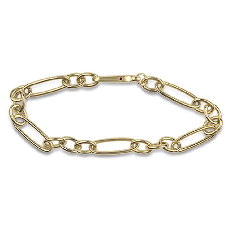 18K YELLOW DESIGNER GOLD OVAL & ROUND LINK BRACELET - Roberto Coin