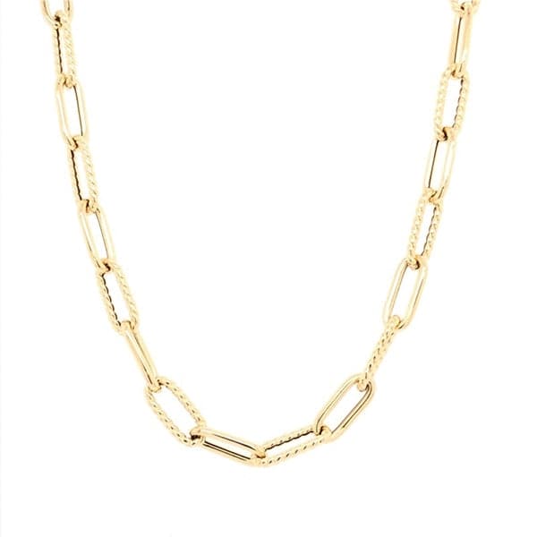 Roberto Coin Thin Paper Clip Link Necklace in 18K Yellow Gold