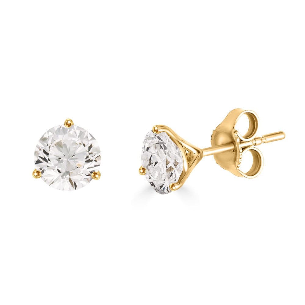 Sincerely Springer's Yellow Gold Three-Prong Martini Diamond Stud Earrings .50 (H-I/I1)