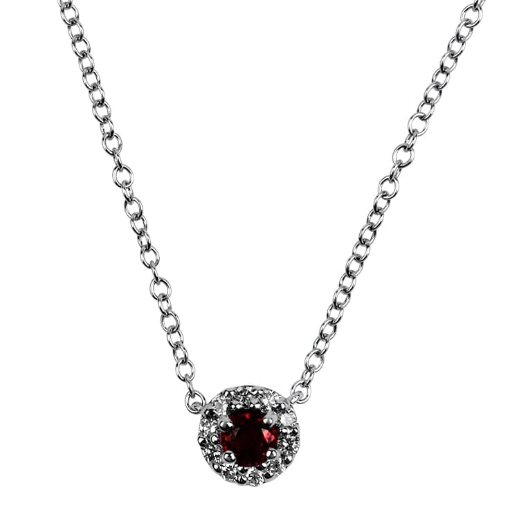 Springer's Collection 18k White Gold Ruby and Diamond Halo Necklace ...