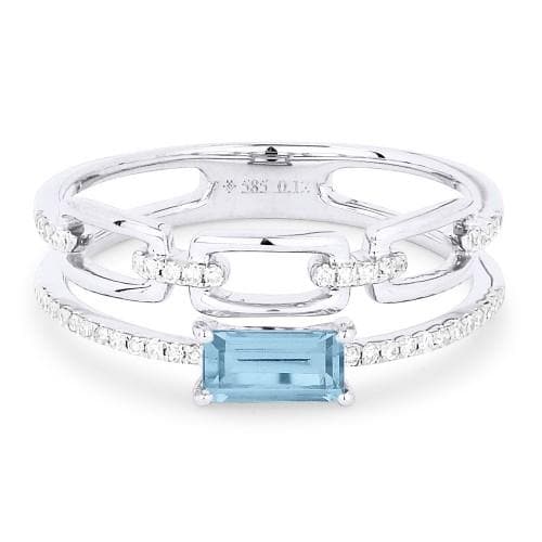 Blue Topaz & Diamond Stacking Ring