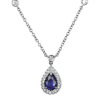 Womens Blue Sapphire Diamond Pendant Necklace 18K Gold 29.26 ct