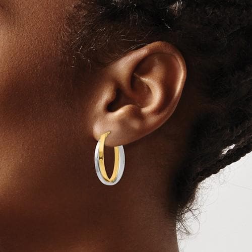 Two-Tone Twisted Double Hoop Earrings