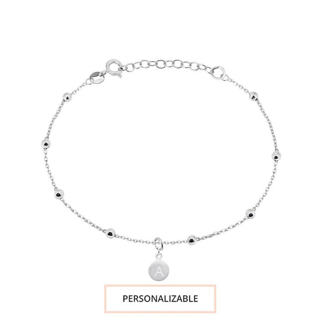 Pulsera de plata con inicial personalizable