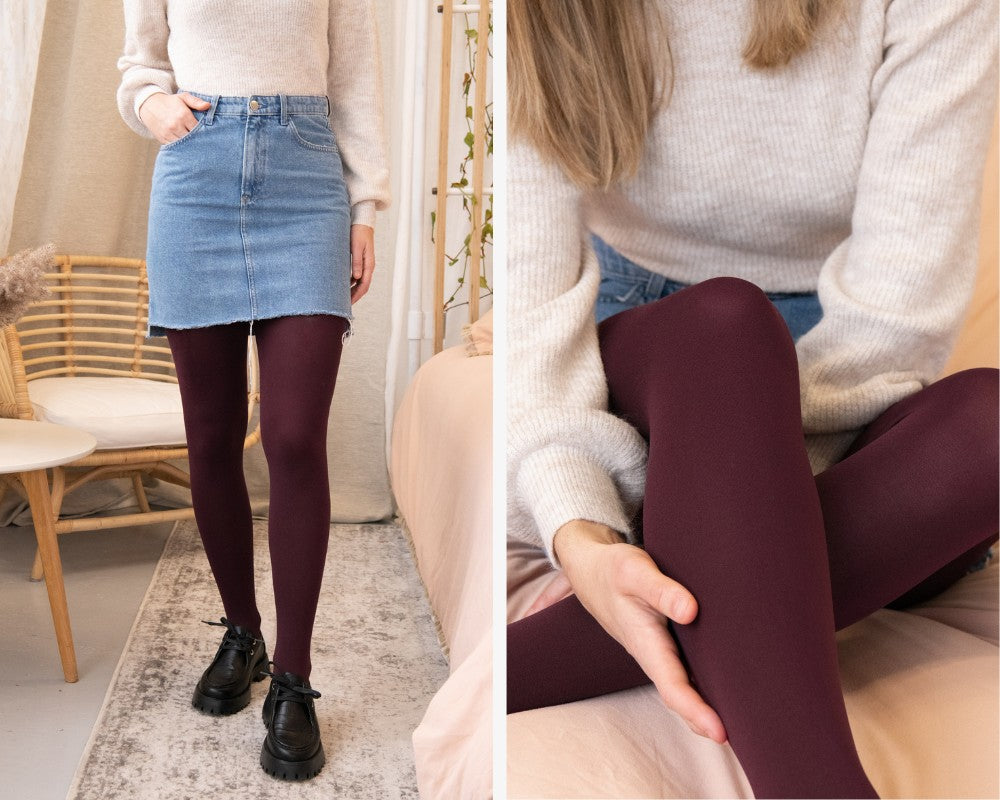 Burgundy opaques tights