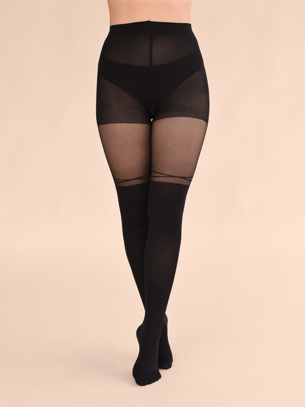 Thigh-high style wavy pantyhose, Rachel