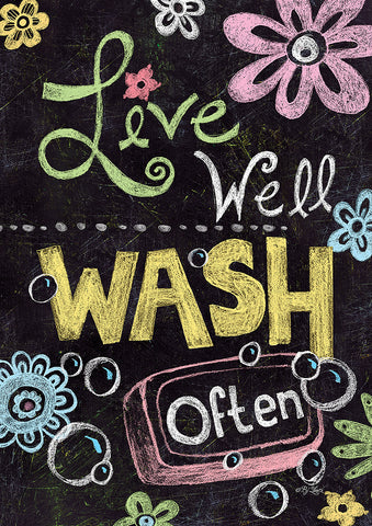 Wash Well Wash Often Garden Flag Image