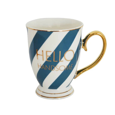 Hello Handsome Striped Typography Mug